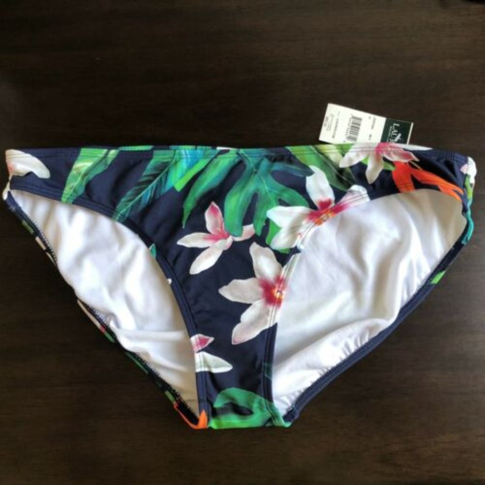 Ralph Lauren Watercolor Hipster Bikini Swim Bottoms Tropical Floral Size 14 NWT - Picture 2 of 4